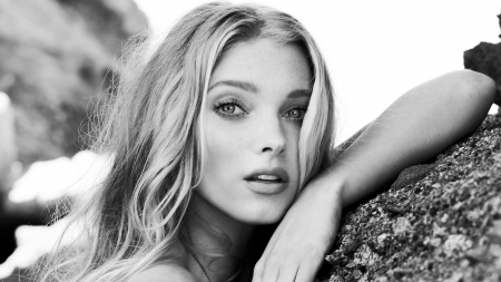 Elsa Hosk - white, black, model, blonde, bw, girl, woman, elsa hosk