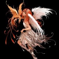 Angel and phoenix bird