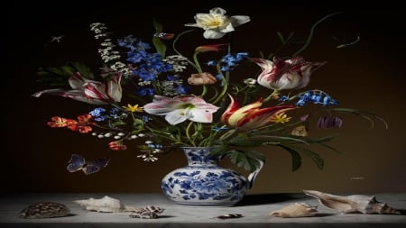 Flowers - flowers, table, bouquet, vase