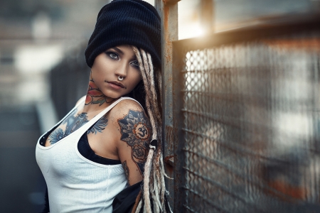 Beauty - hat, alessandro di cicco, tattoo, woman, model, girl