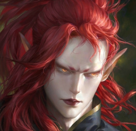 Elf - elf, ruan jia, fantasy, redhead, portrait, face, man, luminos