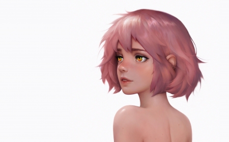 Girl - face, pink, hair, jane nane, fantasy