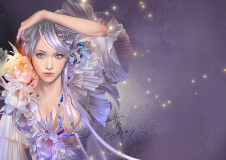 Elf beauty - elf, frumusete, fantasy, blue, girl, feimo, luminos