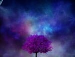 Fantasy field with purple tree