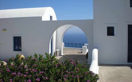 Gate to Sea in Greece - gate, greece, island, santorini, sea