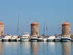 Windmills on Rhodes Island, Greece