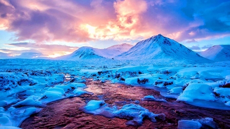 blue dream - hd, mountains, sky, river