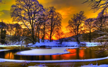 :-) - hd, lake, trees, sky