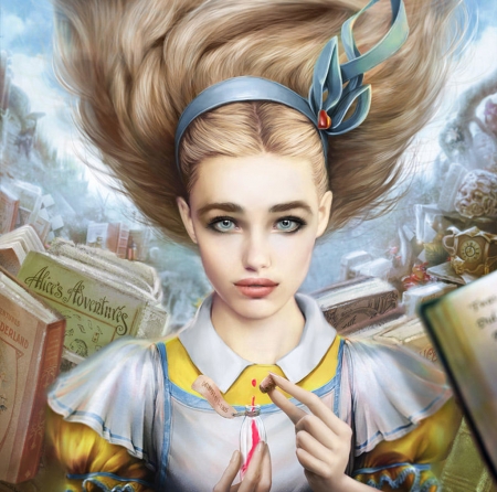 Alice - alice, omrikoresh, girl, wonderland, luminos, portrait, fantasy