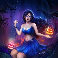 Halloween girl in blue