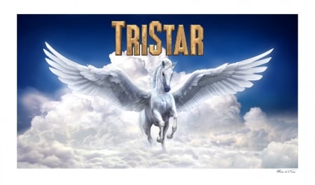 Tristar pegasus - blue, alfonso de la torre, pegasus, tristar, horse, fantasy, white, wings, art, luminos