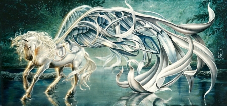 Pegasus - white, blue, pegasus, fantasy, antonello venditti