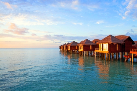 Tropical resorts - vacation, nature, sky, clouds, sea, bungalow