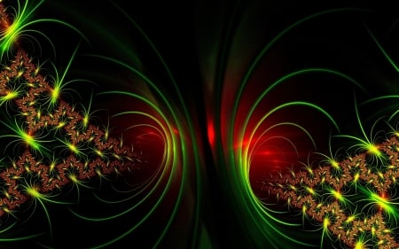 Fractal - abstract, black, red, green, fractal