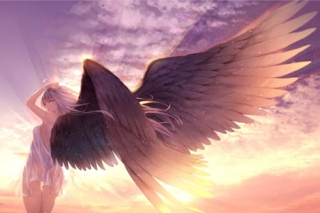 Angel - manga, anime, wings, girl, angel, ryouku, pink