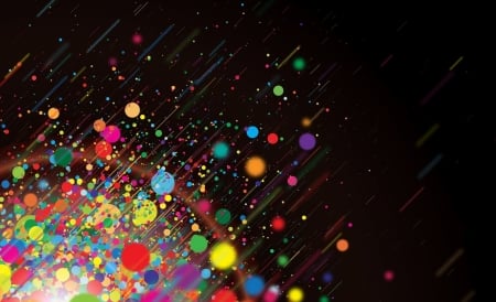 Abstract - abstract, yellow, pink, blue, colorful, dot, black