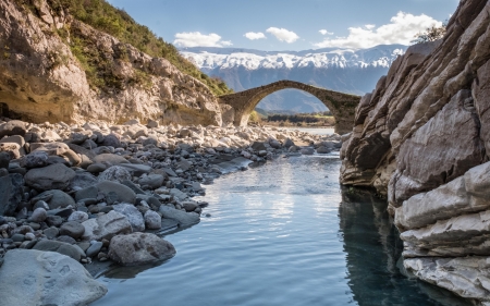 Langarica Canyon, Albania - rocks, langarica, canyon, river, albania, bridge