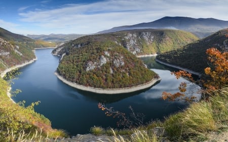 River Vrbas, Bosnia - Vrbas, Bosnia, river, hills