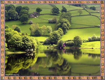 Mirror in the Water - landscape, fields