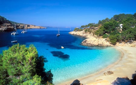 BEAUTY OF BAY - nature, blue, clear, ships, beauty, ocean, bay