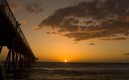 Sunset Background - nature, beach, ocean, walkway, skies, path