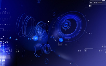 circles. - abstract, blue, 3d