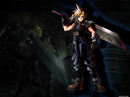 Cloud - male, video game, final fantasy, black, cloud, dark, game, boy, sword