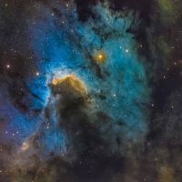 The Cave Nebula in Hydrogen, Oxygen, and Sulfur