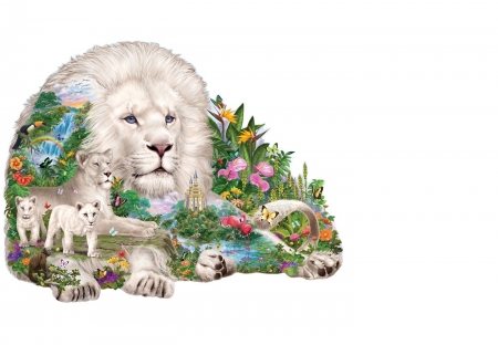 Lions - white, leu, fantasy, lion