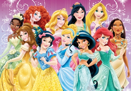 Disney princesses - jasmine, pocahontas, ariel, merida, girl, fantasy, aurora, belle, cinderella, disney