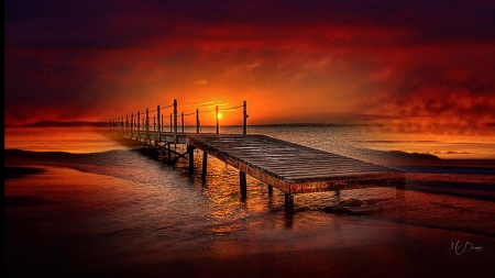 Sunset Collage - lake, beach, collage, dock, sunset, sea, sunrise, firefox theme