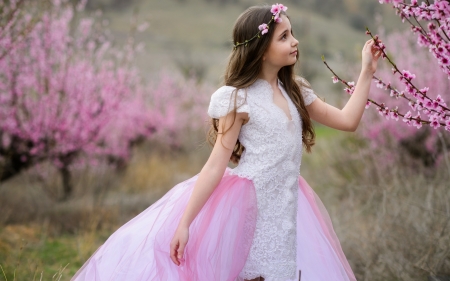 Little Girl - Dress, Girl, Spring, Sakura