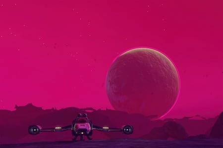 :) - moon, airplane, fantasy, neon, art, luminos, pink, luna, planet