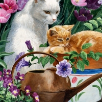 cats-cat-pet-flowers-animal-feline-artwork-garden-art-painting-grumpy-wallpaper-iphone