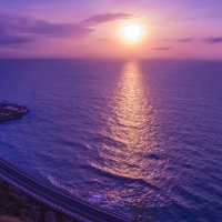 Beautiful Seaside Highway at Sunset