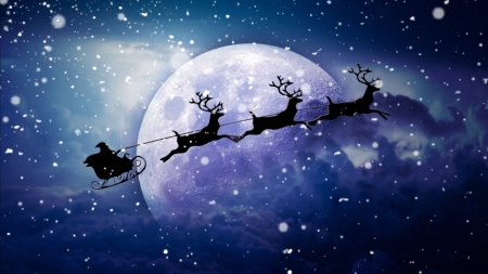 early Santa - moon, entertainment, santa, fun, cool, holiday, christmas