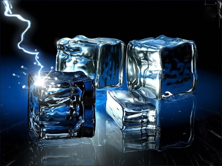 Lightning and Ice - fire, cube, ice, light