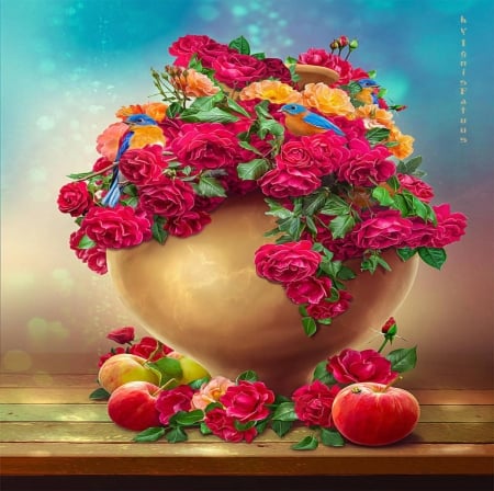 ❤️ - Vase, Apples, Flowers, Art, Still life