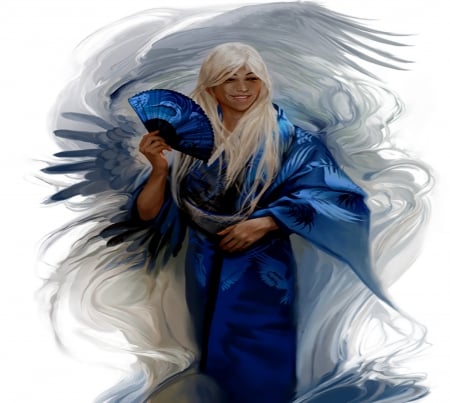 Legend Of The Five Rings - BLue, Hand fan, Blonde, Man