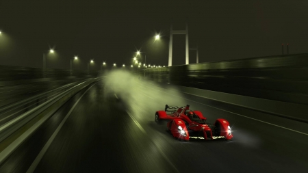 Night Runner - night, racing, lights, Red, fast