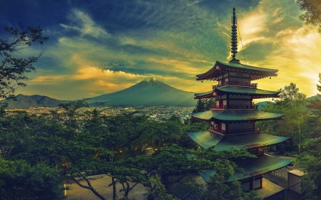 * - landscape, mountain, japan, castle