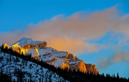 Winter Sunset - snow, clouds, mountains, sky