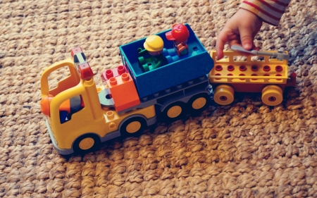 Lego Duplo Truck - duplo, toy, car, truck, hand, lego