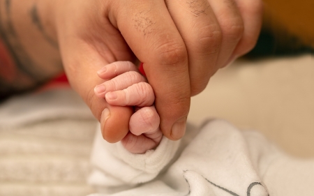 Baby's Hand - hands, father, baby, photo