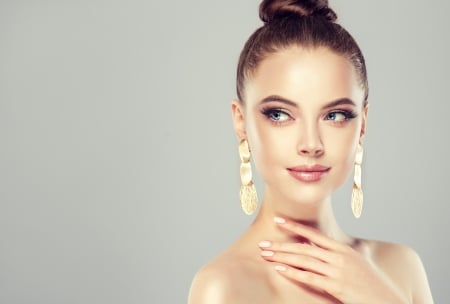 Girl - earrings, makeup, girl, model