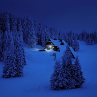 Winter night in the mountain