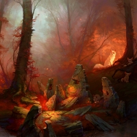 Red magic forest