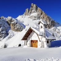 Mountain hut in winter