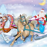 Santa  Riding in His Sleigh