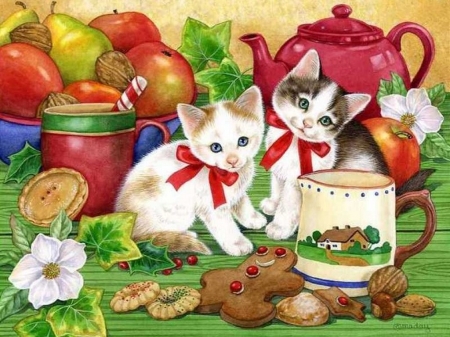 cats-flower-cute-cat-animal-kitten-apple-art-grumpy-hd - Cats, Deutschland, Obst, Freunde, Tasse